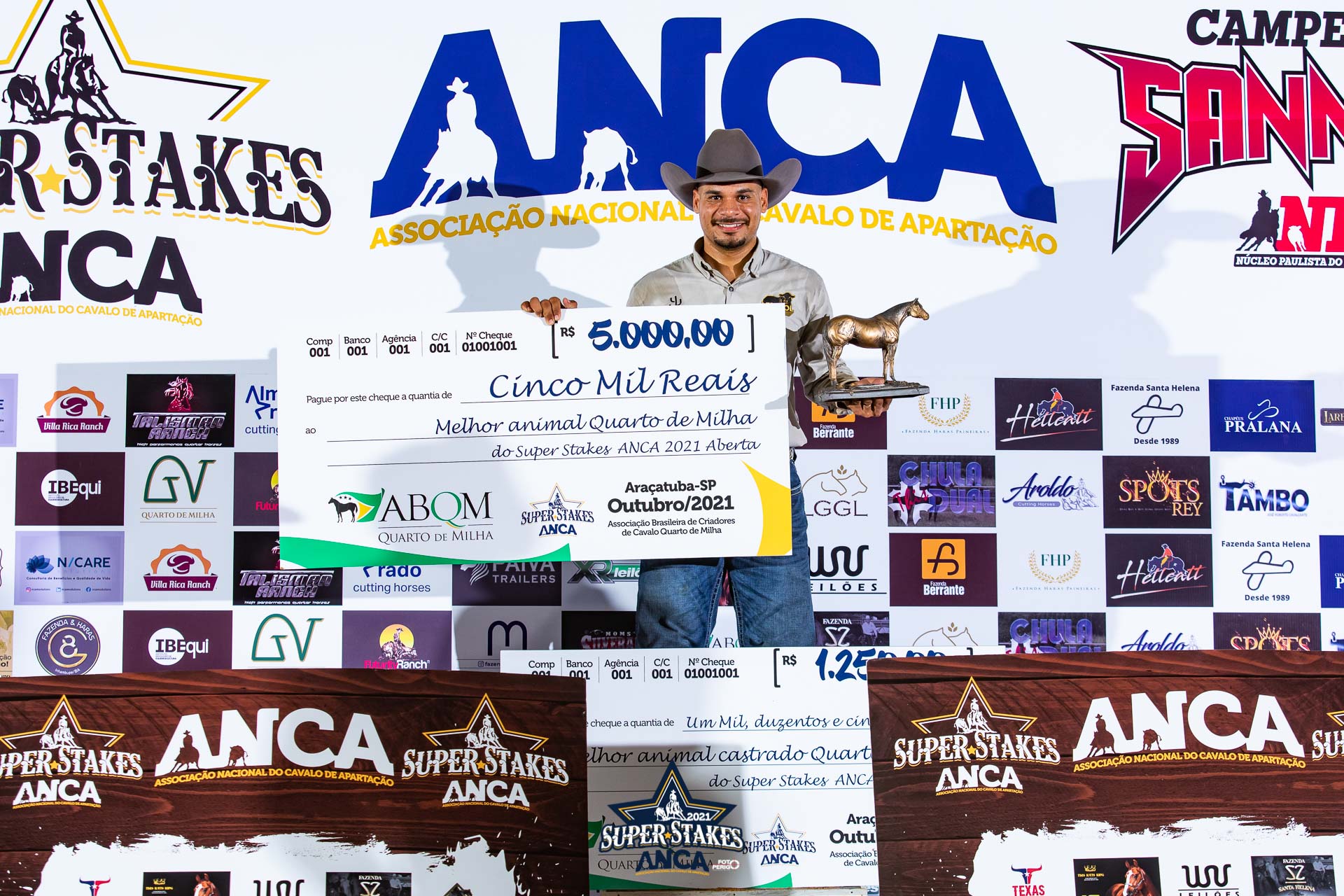 Campeões Super Stakes ANCA 2021 Melhor Quarto de Milha e Melhor Castradro categoria Aberta